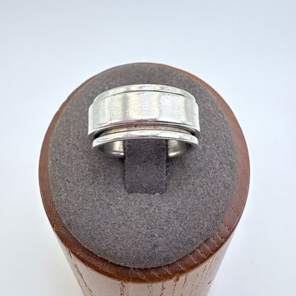 VTG Solid Sterling Silver 925 Minimalist Spinner Band Ring Size 5.25 - Picture 3 of 7